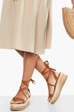 Flats|Sandals*boohoo Flatform Espadrille Lace Up Sandals tan