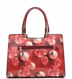 Shoulder Bags|Tote Bags*Kitise Flor Bow Charm Patent Leather Floral Print Tote Shoulder Bag Pink