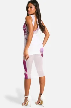 Bodycon Dresses*boohoo Floral Frill Cowl Midaxi Dress ivory