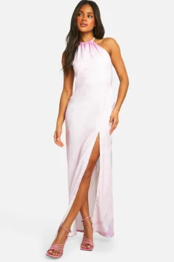Cami Dresses*boohoo Floral Halter Split Leg Maxi Dress pink