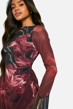 A Line Dresses|Mini Dresses*boohoo Floral Mesh A Line Mini Dress black