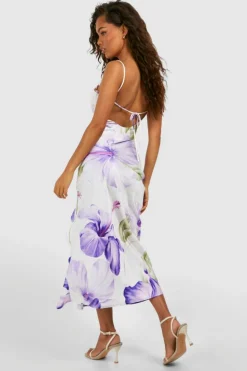 Cami Dresses|Midi Dresses*boohoo Floral Midi Slip Dress purple