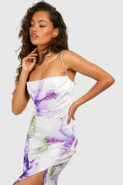 Cami Dresses|Midi Dresses*boohoo Floral Midi Slip Dress purple