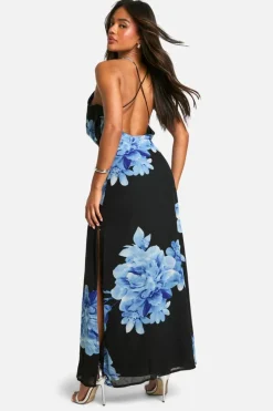 Maxi Dresses*boohoo Floral Print Cowl Neck Maxi Dress black