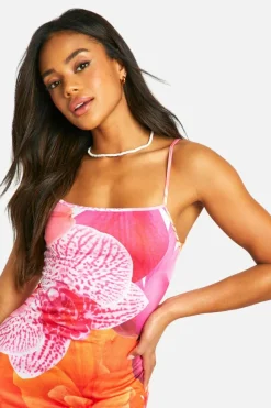 Bodycon Dresses*boohoo Floral Print Strappy Maxi Dress pink