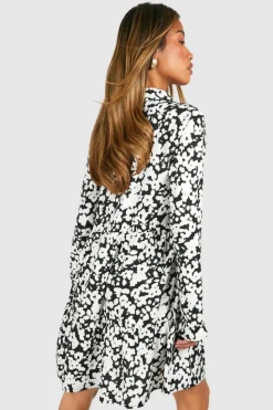 Smock Dresses|Shirt Dresses*boohoo Floral Smock Shirt Dress black