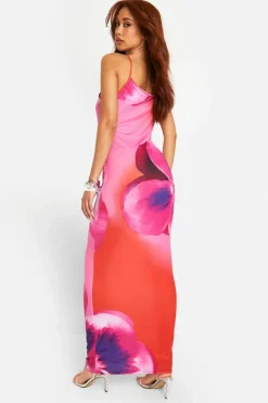 Cami Dresses*boohoo Floral Strappy Maxi Dress red