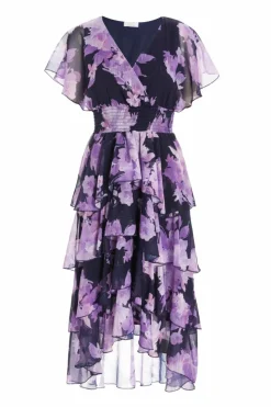 Midi Dresses*Quiz Floral Tiered Midi Dress Navy