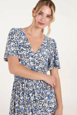 Wrap Dresses*Blue Vanilla Floral Wrap Front Maxi Dress Blue