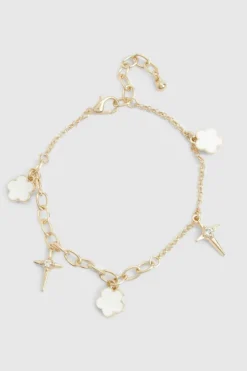 Bracelets*boohoo Flower and Star Charm Bracelet gold