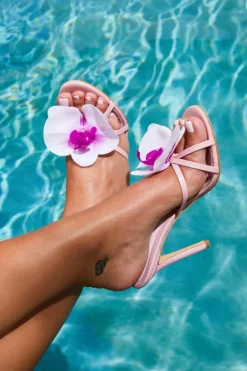 Sandals|Heels*boohoo Flower Detail Strappy Heeled Mules baby pink