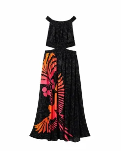 A Line Dresses*Desigual Flower Paradise Dress Floral A-Line Cutout Summer Dress Black
