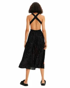 A Line Dresses*Desigual Flower Paradise Dress Floral A-Line Cutout Summer Dress Black