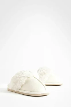Slippers|Slippers*boohoo Fluffy Faux Fur Mule Slipper mushroom