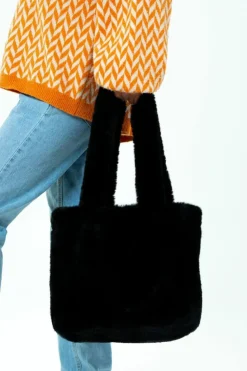 Tote Bags|Activewear*My Accessories London Fluffy Faux-Fur Tote Bag Black