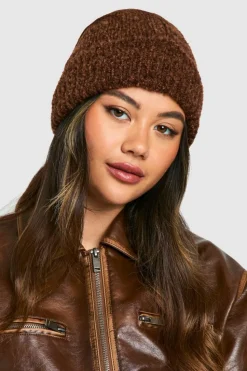 Earmuffs*boohoo Fluffy Knitted Beanie chocolate