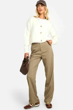 Cardigans*boohoo Fluffy Knitted Slouchy Cropped Cardigan cream
