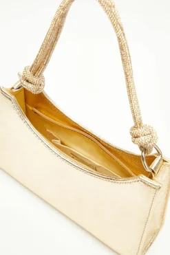 Shoulder Bags|Handbags*Quiz Foil Knot Shoulder Bag Gold