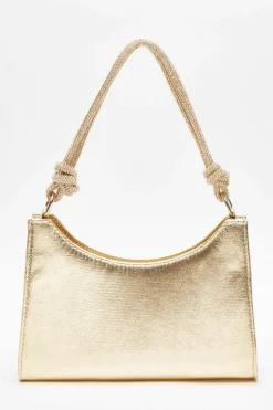 Shoulder Bags|Handbags*Quiz Foil Knot Shoulder Bag Gold
