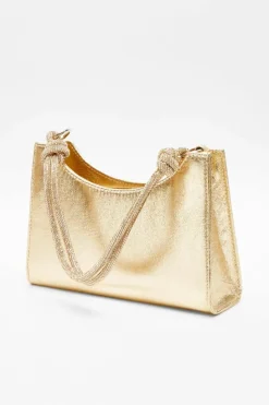 Shoulder Bags|Handbags*Quiz Foil Knot Shoulder Bag Gold