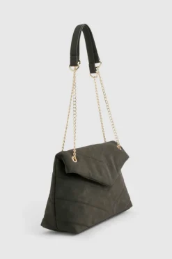 Cross-Body Bags|Handbags*boohoo Fold Over Chain Handle Cross Body Bag black