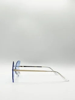 Sunglasses*SVNX Frameless Butterfly Sunglasses Blue