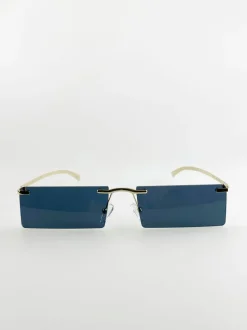 Sunglasses*SVNX Frameless Rectangle Sunglasses With Metal Arms Black
