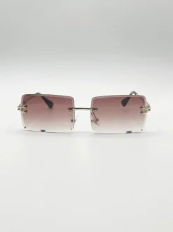 Sunglasses*SVNX Frameless Square Sunglasses in Brown