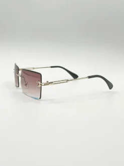 Sunglasses*SVNX Frameless Square Sunglasses in Brown