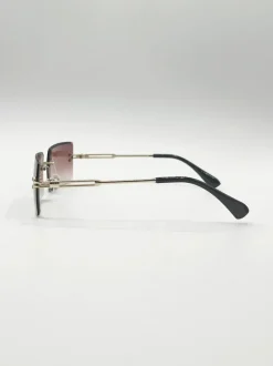 Sunglasses*SVNX Frameless Square Sunglasses in Brown