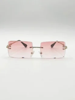 Sunglasses*SVNX Frameless Square Sunglasses in Pink
