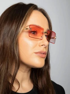 Sunglasses*SVNX Frameless Square Sunglasses in Pink