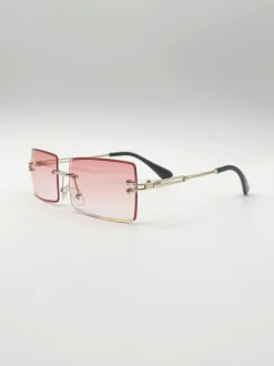 Sunglasses*SVNX Frameless Square Sunglasses in Pink