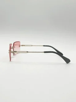 Sunglasses*SVNX Frameless Square Sunglasses in Pink
