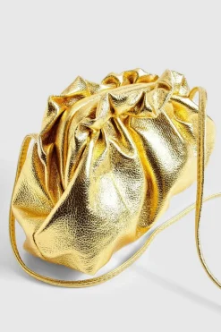 Cross-Body Bags|Handbags*boohoo Frill Edge Clutch Bag gold