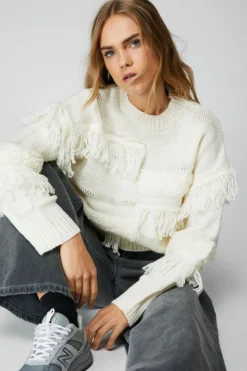 Sweatshirts*NastyGal Fringed Oversized Knitted Sweater ecru