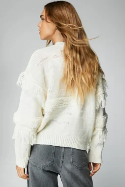 Sweatshirts*NastyGal Fringed Oversized Knitted Sweater ecru