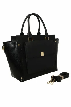 Tote Bags*SVNX Front Pocket Tote Bag Snake Print Black