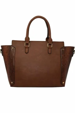 Tote Bags*SVNX Front Pocket Tote Bag Snake Print Brown