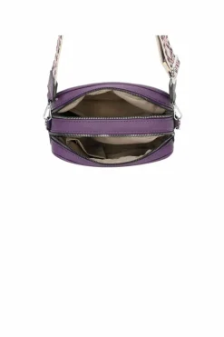 Cross-Body Bags|Handbags*Kitise Front Zip Canvas Strap Dual Compartments PU Leather Crossbody Bag Black