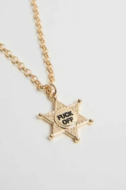 Necklaces*NastyGal Fuck Off Sheriff Star Necklace gold