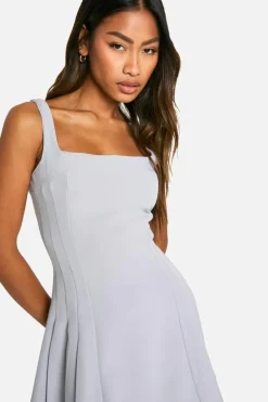 Skater Dresses*boohoo Full Skirt Tailored Mini Dress charcoal