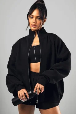 Sweatshirts|Activewear*boohoo Funnel Neck Zip Through Oversized Bomber Sweatshirt black