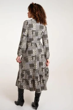 Wrap Dresses*Blue Vanilla Geometric Wrap Front Belted Midi Dress Khaki