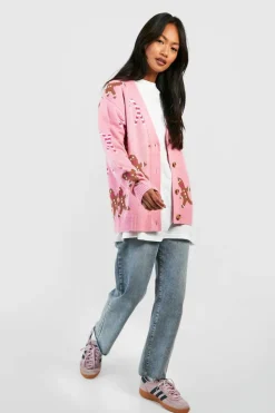 Cardigans*boohoo Gingerbread And Candy Cane Christmas Cardigan baby pink