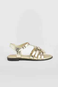 Sandals*boohoo Gladiator Detail Flat Sandals gold