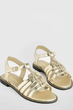 Sandals*boohoo Gladiator Detail Flat Sandals gold
