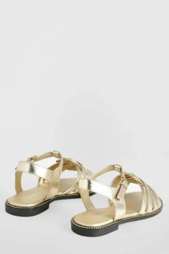 Sandals*boohoo Gladiator Detail Flat Sandals gold