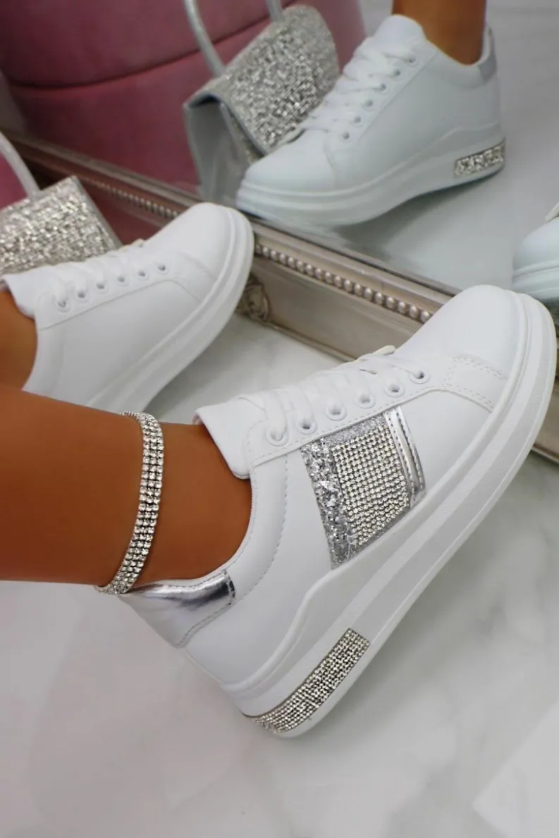 Trainers*Love Lemonade Glitter Block Colour Trainers Silver