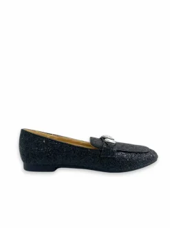 Flats*Love Lemonade Glitter Chunky Diamante Loafers Black